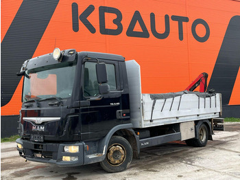Dropside/ Flatbed truck, Crane truck MAN TGL 8.180 4x2 CAB DAMAGE ! / Fassi F28 / PLATFORM L=4366 mm: picture 2