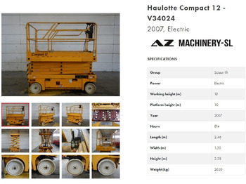Scissor lift HAULOTTE Compact 12