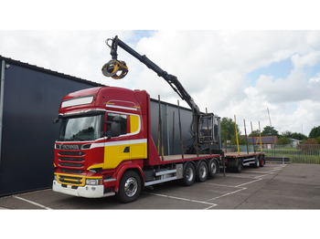 Timber truck, Crane truck Scania R 580 V8 8X4 LOGTRANSPORT COMBI WITH MTDK YEAR 2012 TRAILER KESLA 46 CRANE: picture 3
