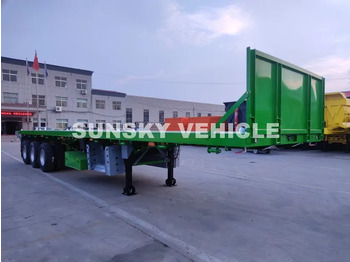 New Dropside/ Flatbed semi-trailer for transportation of bulk materials SUNSKY Flat Deck Trailer with henred type axles and suspension: picture 4
