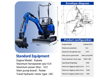 New Mini excavator LADYS LA16Pro Mini Excavator Kubota Euro 5/Epa Engine Mini Excavator For Sale: picture 3