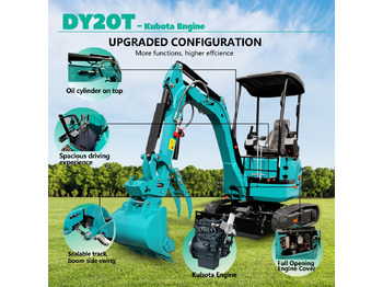 New Mini excavator LEZUM DY20T Mini Excavator Euro 5/Epa Engine Kubota Mini Excavator For Sale: picture 3