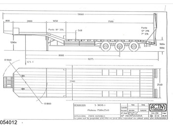 Low loader semi-trailer ACTM Lowbed 38.000 KG, Steel suspension: picture 2