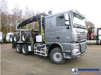 Crane truck DAF XF 105.510 6x4 + Loglift F281S83 crane / timber truck + dolly: picture 2