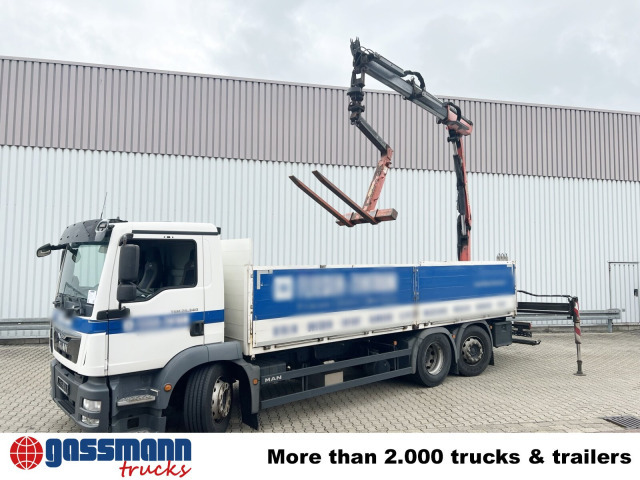 Dropside/ Flatbed truck, Crane truck MAN TGM 26.340 6X2-4 LL, Lenk-/Liftachse, Heckkran: picture 10