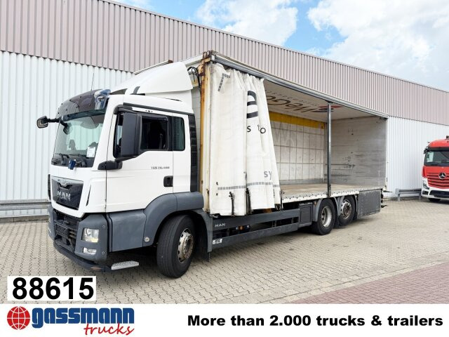 MAN TGS 26.400 6x2-4 LL, Lenk-/Lift, Hubdach - Dropside/ Flatbed truck, Crane truck: picture 1 MAN TGS 26.400 6x2-4 LL, Lenk-/Lift, Hubdach - Dropside/ Flatbed truck, Crane truck: picture 1