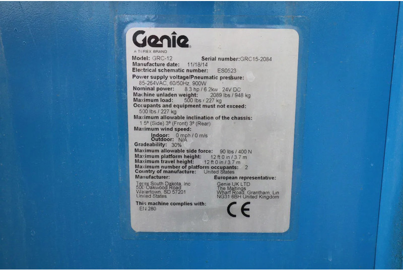 Aerial platform Genie GRC-12 | 5.6 METER | 227 KG: picture 15