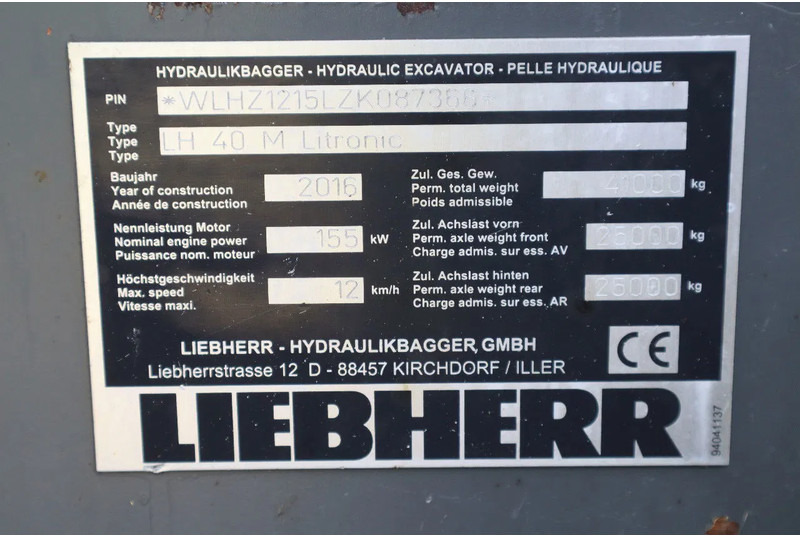 Liebherr LH 40 M LITRONIC | GRAB | QUICK COUPLER | 16 METER on lease Liebherr LH 40 M LITRONIC | GRAB | QUICK COUPLER | 16 METER: picture 20