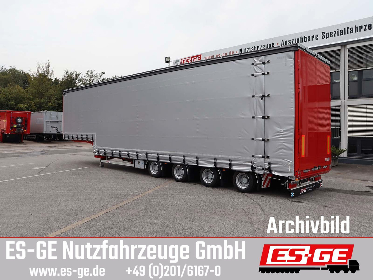 ES-GE 4-Achs-Satteltieflader mit Curtainsider-Aufbau - Low loader semi-trailer: picture 1 ES-GE 4-Achs-Satteltieflader mit Curtainsider-Aufbau - Low loader semi-trailer: picture 1