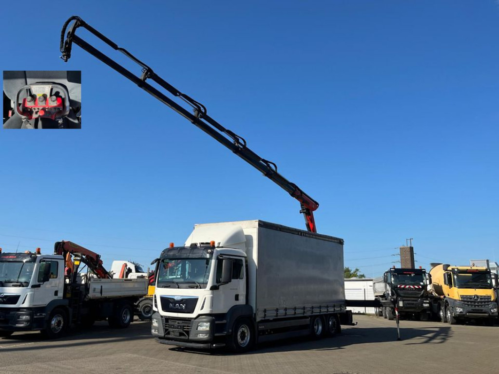 MAN MAN TG-S Pritsche Heckkran 26.400 6x2-2 BL 5xhydr.Ausschub, Funk - Curtainsider truck, Crane truck: picture 1 MAN MAN TG-S Pritsche Heckkran 26.400 6x2-2 BL 5xhydr.Ausschub, Funk - Curtainsider truck, Crane truck: picture 1