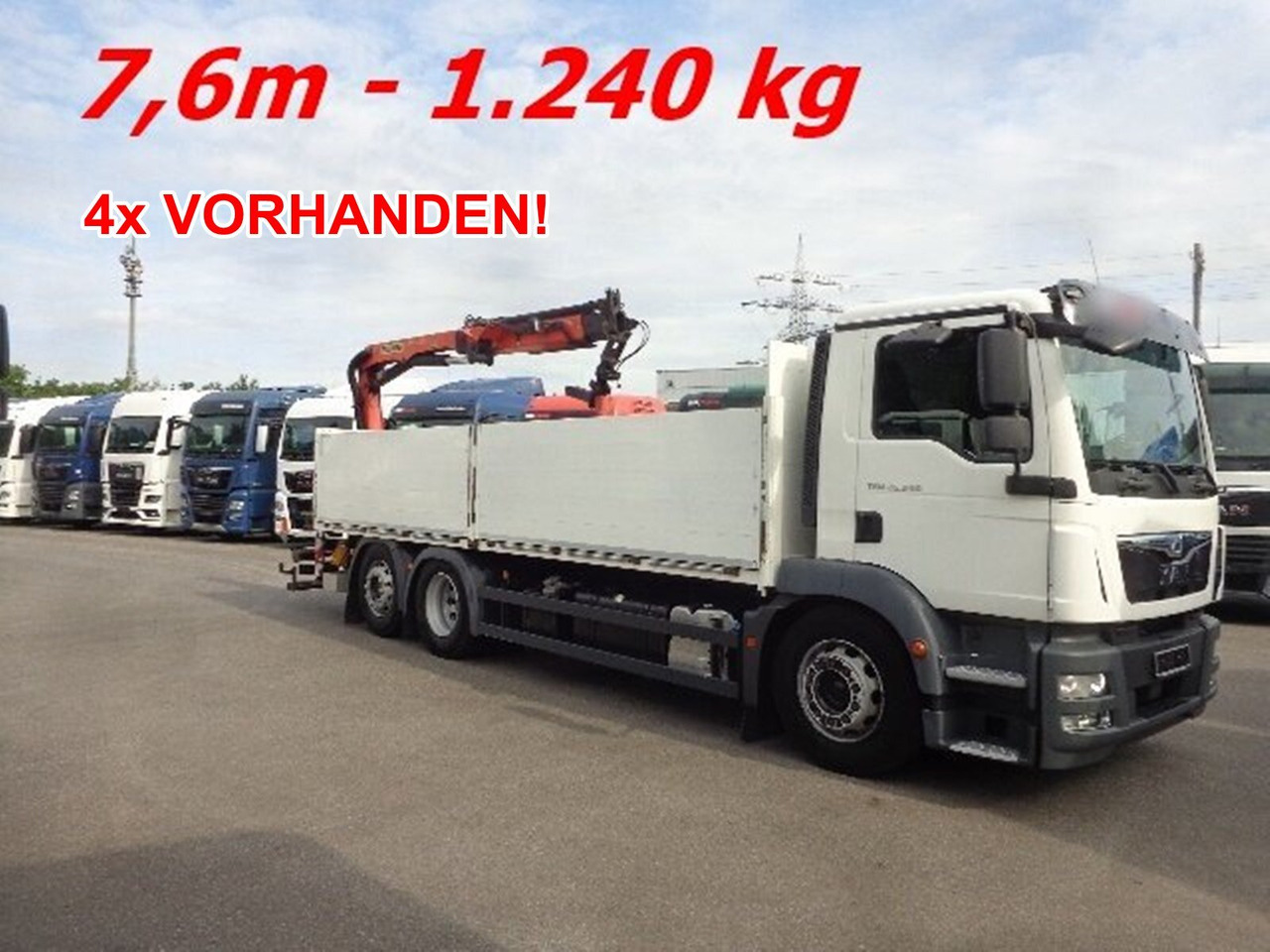 MAN TGM 26.340 6x2-4 LL TGM 26.340 6x2-4 LL,Lenk-Liftachse, Heckkran, Palfinger PK 11.001, faltbar, - Crane truck, Dropside/ Flatbed truck: picture 1 MAN TGM 26.340 6x2-4 LL TGM 26.340 6x2-4 LL,Lenk-Liftachse, Heckkran, Palfinger PK 11.001, faltbar, - Crane truck, Dropside/ Flatbed truck: picture 1