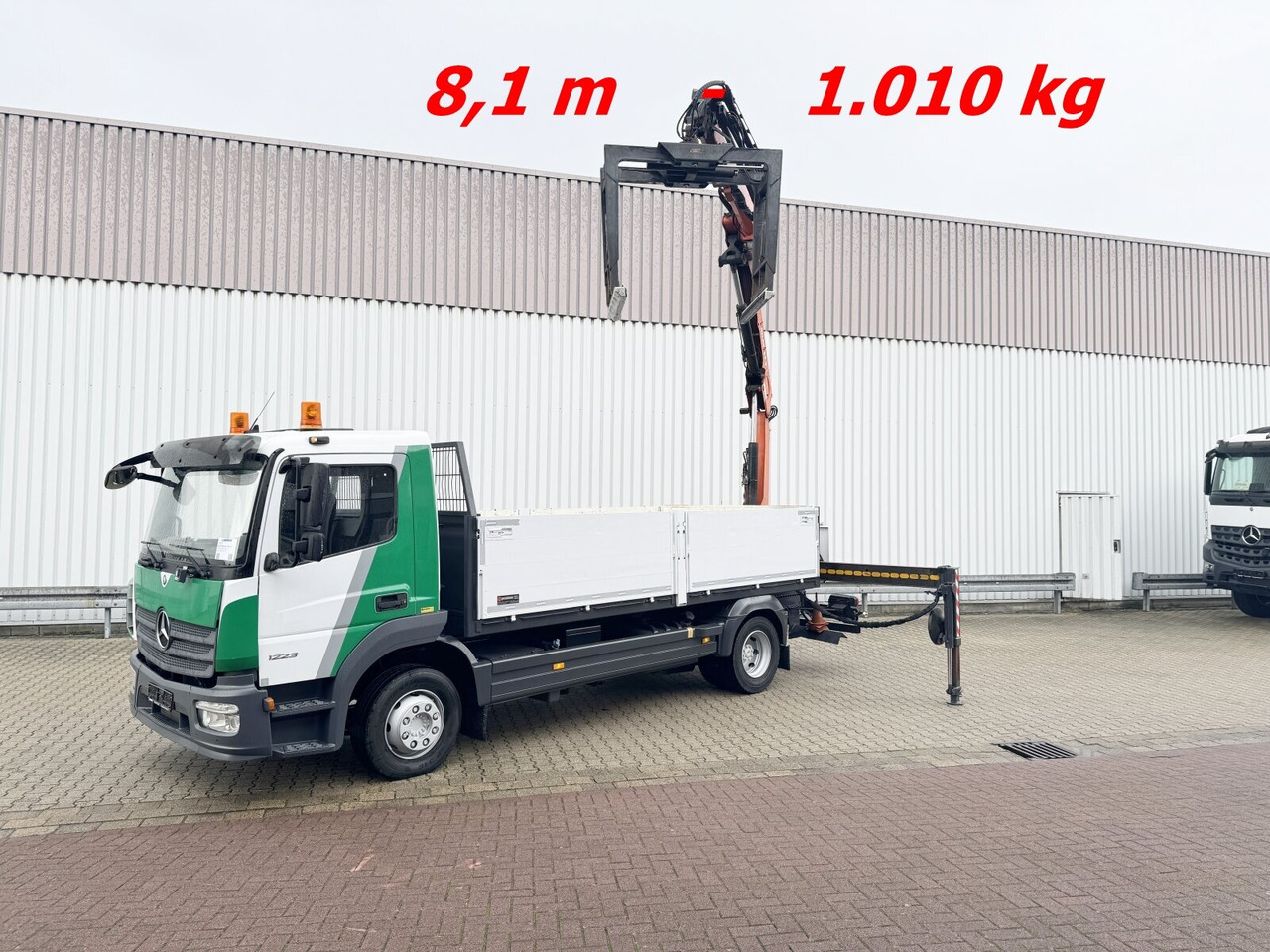 Mercedes-Benz Atego 1223 L 4x2 Atego 1223 L 4x2 mit Heckkran Atlas 88.3-A2L, Funk - Crane truck, Dropside/ Flatbed truck: picture 1 Mercedes-Benz Atego 1223 L 4x2 Atego 1223 L 4x2 mit Heckkran Atlas 88.3-A2L, Funk - Crane truck, Dropside/ Flatbed truck: picture 1