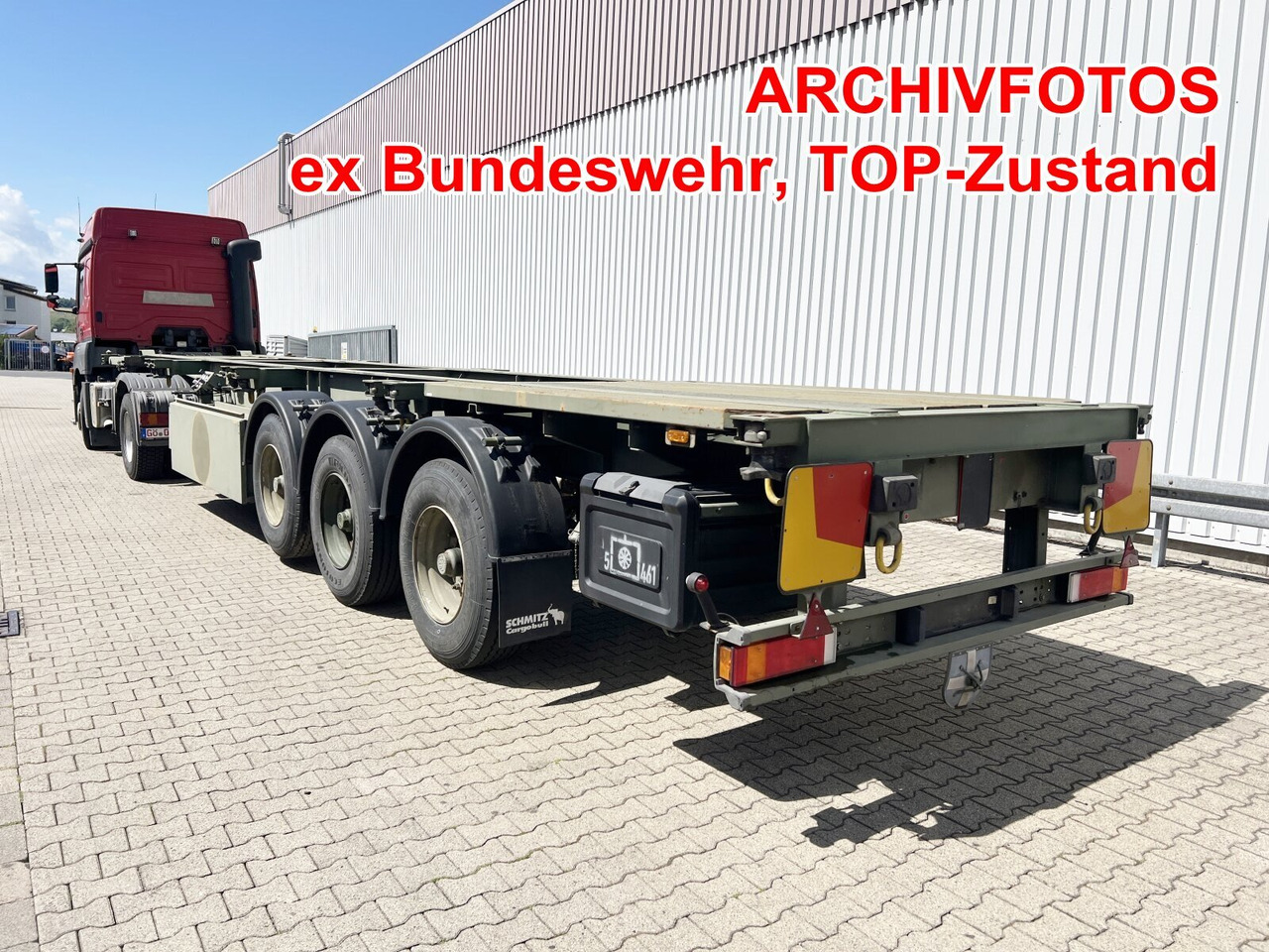 Schmitz Cargobull SCF 24 Containerchassis SCF 24 Containerchassis, Nachlauflenkachse, 2x20/20/30/40ft, Ex-Bundeswehr! - Semi-trailer: picture 1 Schmitz Cargobull SCF 24 Containerchassis SCF 24 Containerchassis, Nachlauflenkachse, 2x20/20/30/40ft, Ex-Bundeswehr! - Semi-trailer: picture 1
