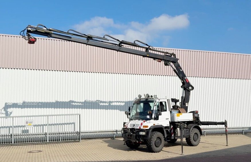 Unimog U400 4x4 U400 4x4, Frontzapfwelle, Heckkran Hiab XS 144-E4 HiDuo, Seilwinde, Funk - Mobile crane: picture 1 Unimog U400 4x4 U400 4x4, Frontzapfwelle, Heckkran Hiab XS 144-E4 HiDuo, Seilwinde, Funk - Mobile crane: picture 1
