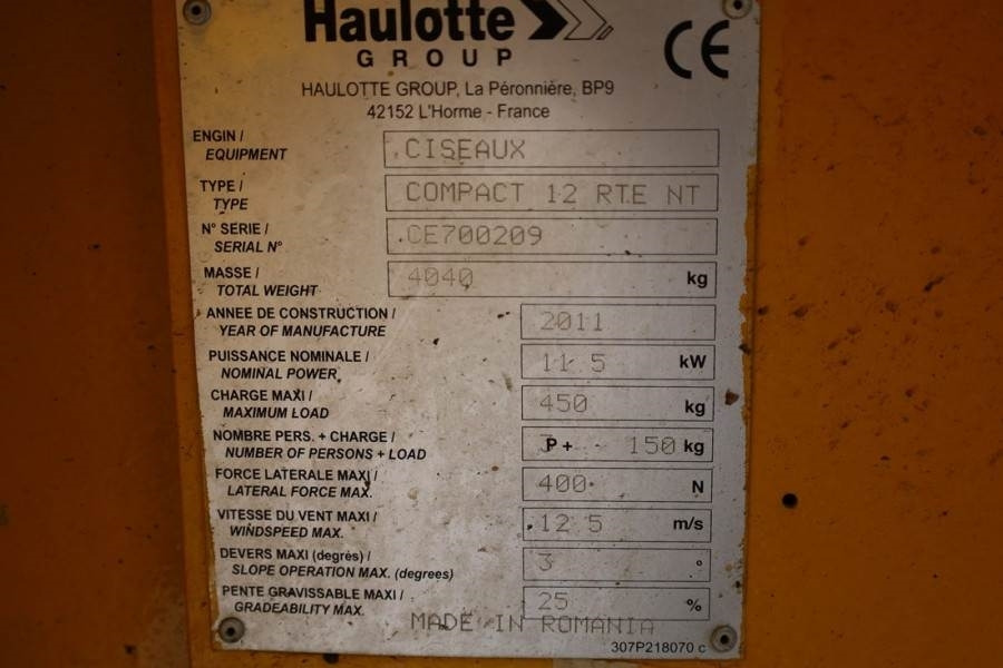 Scissor lift Haulotte Compact 12RTE Electric, 12m Working Height, 450kg: picture 7