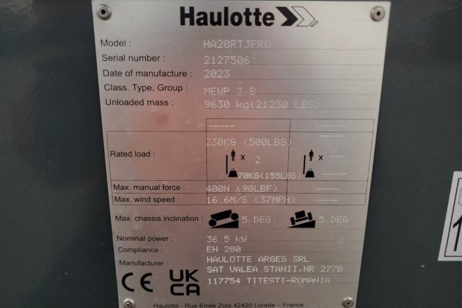 Haulotte HA20RTJ Pro Valid inspection, *Guarantee! 20.6 m W - Articulated boom: picture 5 Haulotte HA20RTJ Pro Valid inspection, *Guarantee! 20.6 m W - Articulated boom: picture 5