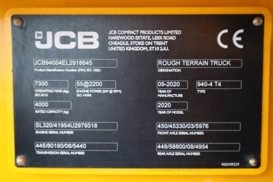 Rough terrain forklift JCB 940-4 T4 Valid inspection, *Guarantee! Diesel, 4x4: picture 6 Rough terrain forklift JCB 940-4 T4 Valid inspection, *Guarantee! Diesel, 4x4: picture 6