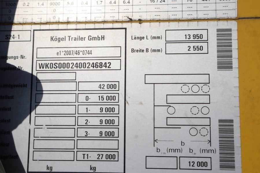 Kögel S24-1 CoC Documents, TuV Loading Certificate, Dutc - Curtainsider trailer: picture 5 Kögel S24-1 CoC Documents, TuV Loading Certificate, Dutc - Curtainsider trailer: picture 5