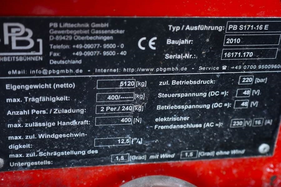 Scissor lift PB LIFT S171-16E Electric, 17.3m Working Height, 400k: picture 6