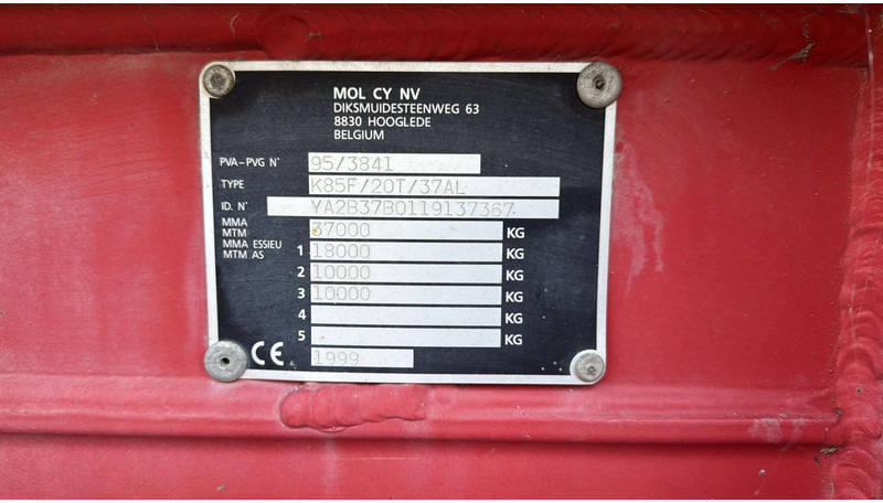 MOL KF85F/20T/37AI (BELGIAN TRAILER / DRUM BRAKES / FREINES TAMBOUR / BPW AXLES) - Tipper semi-trailer: picture 3 MOL KF85F/20T/37AI (BELGIAN TRAILER / DRUM BRAKES / FREINES TAMBOUR / BPW AXLES) - Tipper semi-trailer: picture 3