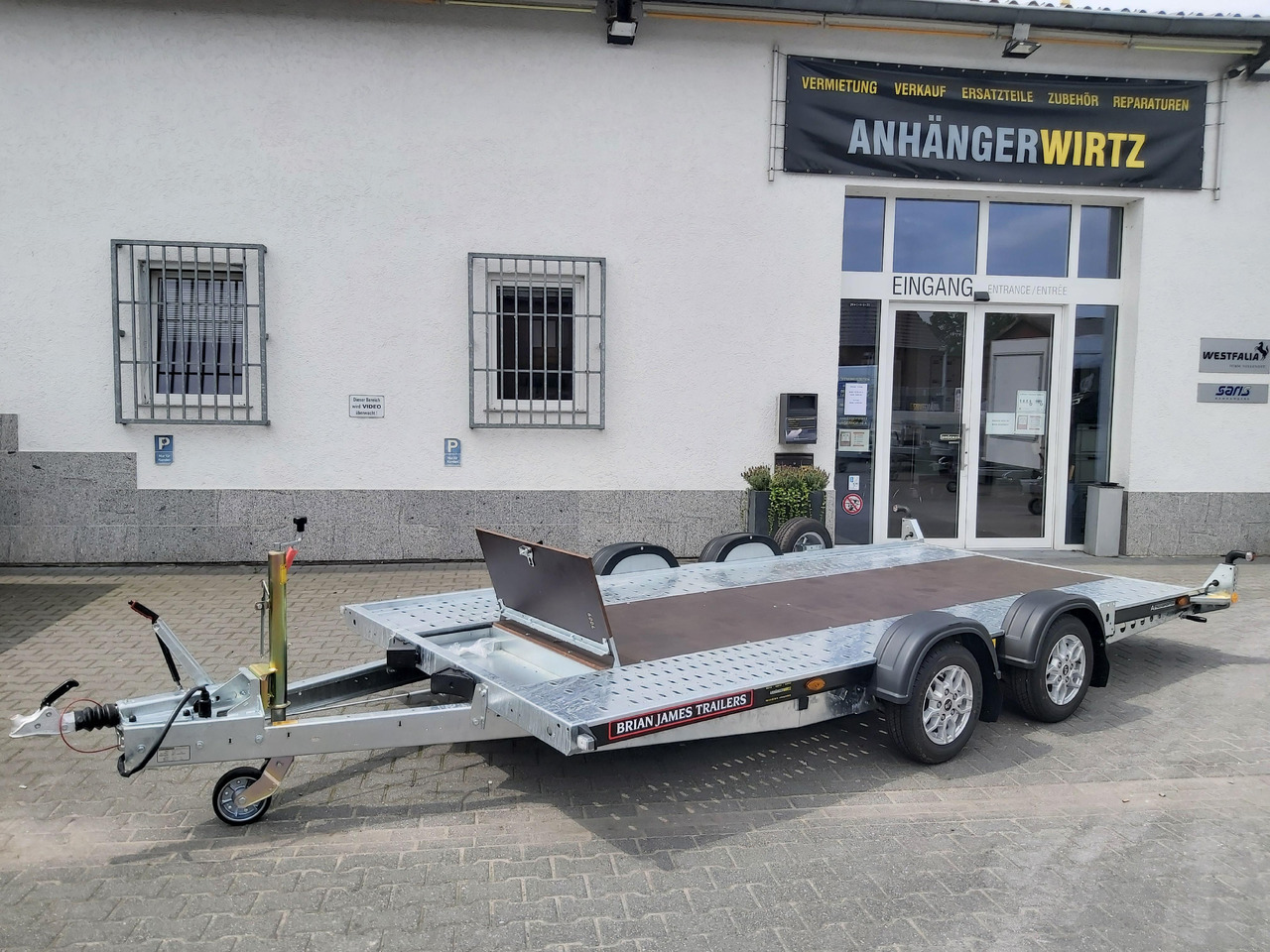 Brian James A4 Transporter 450x200cm black X Rampen 240cm Stützen Alufelgen silver 2600kg - Autotransporter trailer: picture 2 Brian James A4 Transporter 450x200cm black X Rampen 240cm Stützen Alufelgen silver 2600kg - Autotransporter trailer: picture 2