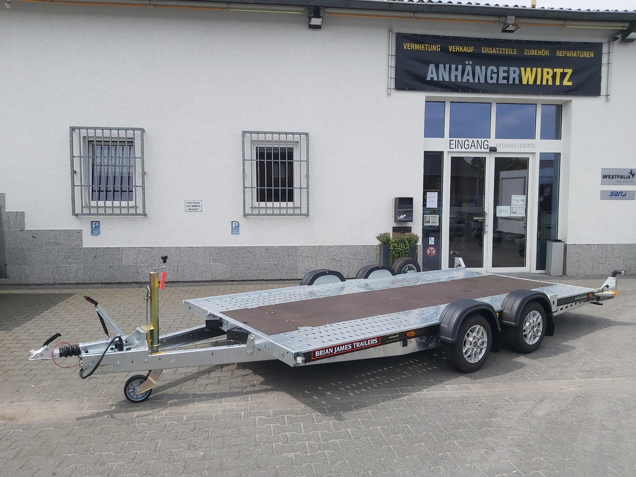 Brian James A4 Transporter 450x200cm black X Rampen 240cm Stützen Alufelgen silver 2600kg - Autotransporter trailer: picture 1 Brian James A4 Transporter 450x200cm black X Rampen 240cm Stützen Alufelgen silver 2600kg - Autotransporter trailer: picture 1