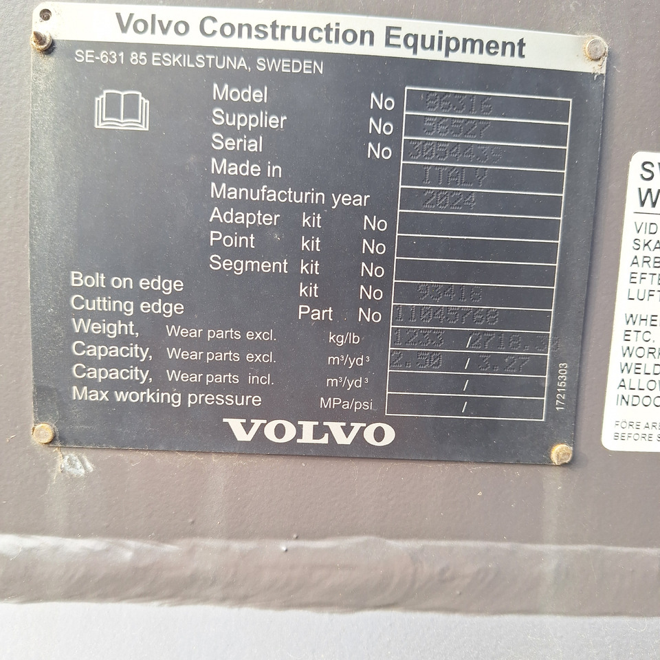 VOLVO 2880 mm for 18-22 ton wheel loaders on lease VOLVO 2880 mm for 18-22 ton wheel loaders: picture 6
