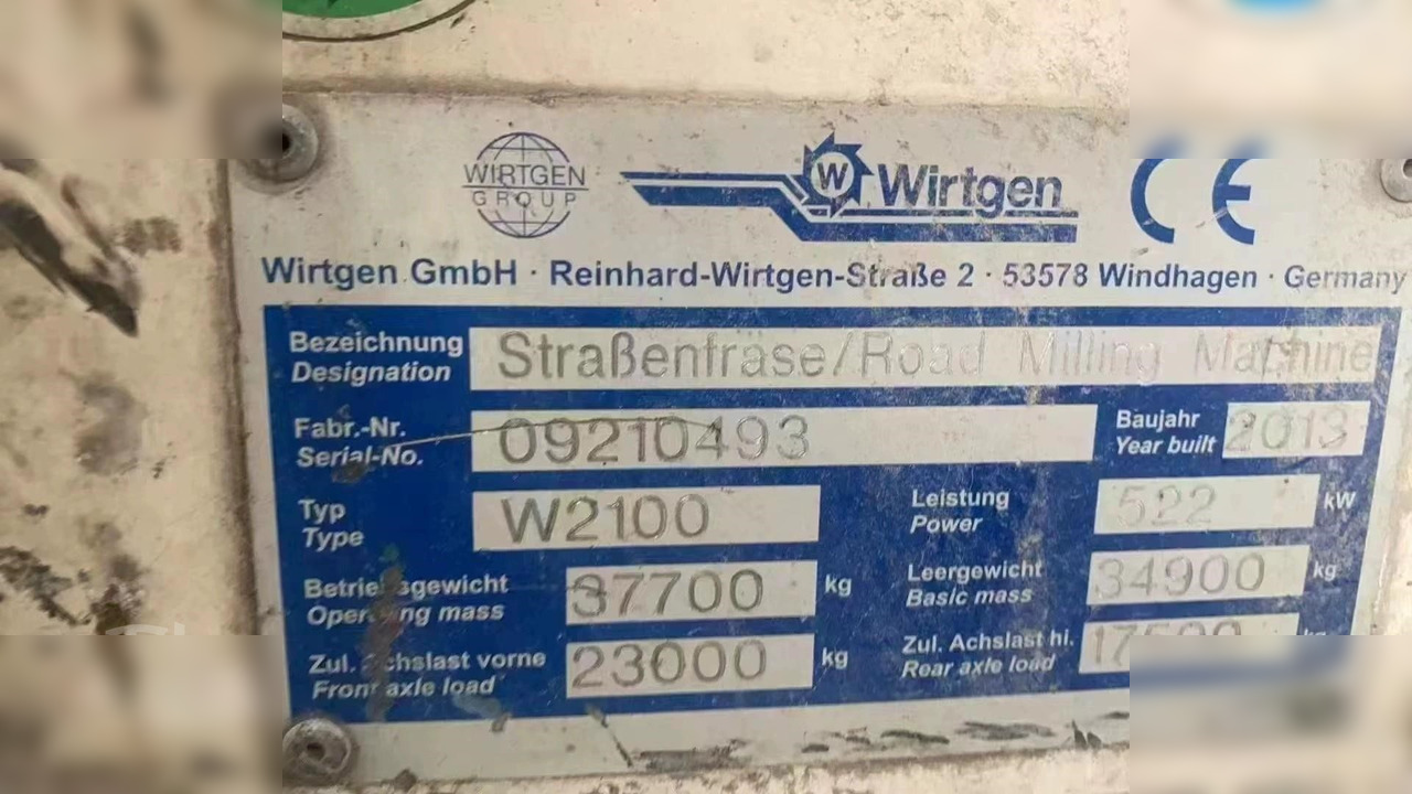 2013 WIRTGEN W2100 - Cold planer: picture 3 2013 WIRTGEN W2100 - Cold planer: picture 3