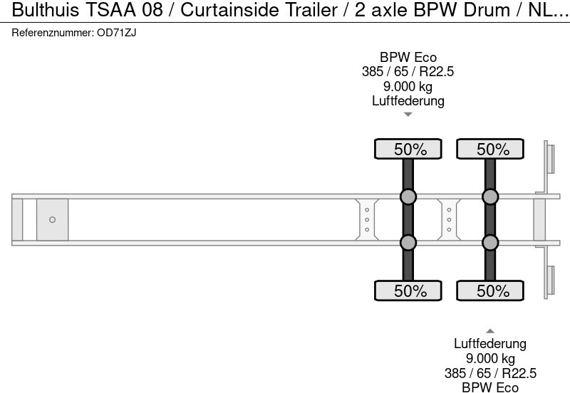 Curtainsider semi-trailer Bulthuis TSAA 08 / Curtainside Trailer / 2 axle BPW Drum / NL Trailer: picture 17