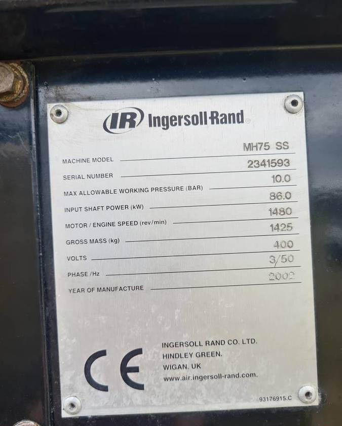 Kompresor śrubowy INGERSOLL RAND MH75 - Air compressor: picture 5 Kompresor śrubowy INGERSOLL RAND MH75 - Air compressor: picture 5