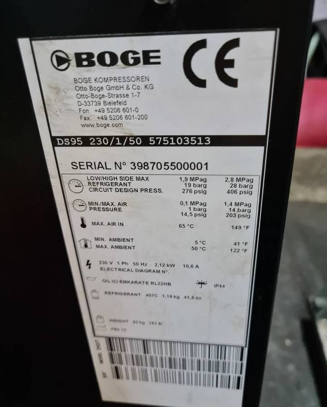 Osuszacz ziębniczy BOGE DS 95 9,5m3/min - Industrial HVAC equipment: picture 3 Osuszacz ziębniczy BOGE DS 95 9,5m3/min - Industrial HVAC equipment: picture 3