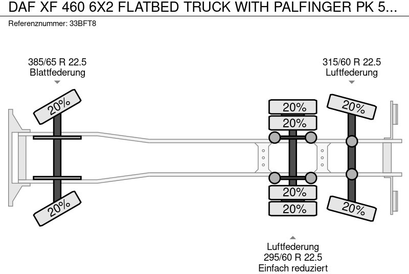 Crane truck DAF XF 460 6X2 FLATBED TRUCK WITH PALFINGER PK 50002 CRANE: picture 10