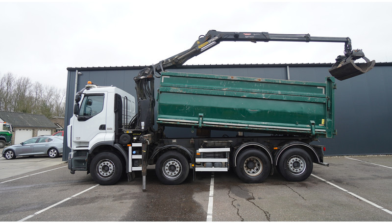 Renault PREMIUM 380 DXI 8X2/6 2 SIDE TIPPER WITH PLFINGER Q 170 Z CRANE.278.200KM - Crane truck: picture 2 Renault PREMIUM 380 DXI 8X2/6 2 SIDE TIPPER WITH PLFINGER Q 170 Z CRANE.278.200KM - Crane truck: picture 2