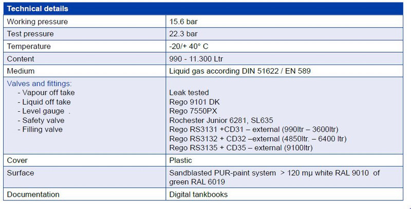 De Visser Propaan/Butaan LPG tank 9100 L gastank Propaan/Butaan LPG tank 9100 L (4,55 ton) Gastank Ø 1250 including tank fittings ID 11.10 L: 7790mm, 1350kg option of heating spiral - Fuel tank for Truck: picture 5 De Visser Propaan/Butaan LPG tank 9100 L gastank Propaan/Butaan LPG tank 9100 L (4,55 ton) Gastank Ø 1250 including tank fittings ID 11.10 L: 7790mm, 1350kg option of heating spiral - Fuel tank for Truck: picture 5