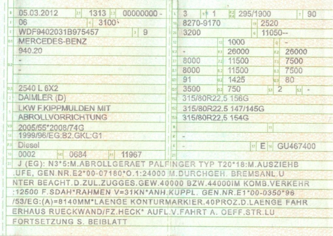Mercedes-Benz 2540 L 6x2 Palfinger T20 mit hydr. Containerverr - Hook lift truck: picture 2 Mercedes-Benz 2540 L 6x2 Palfinger T20 mit hydr. Containerverr - Hook lift truck: picture 2