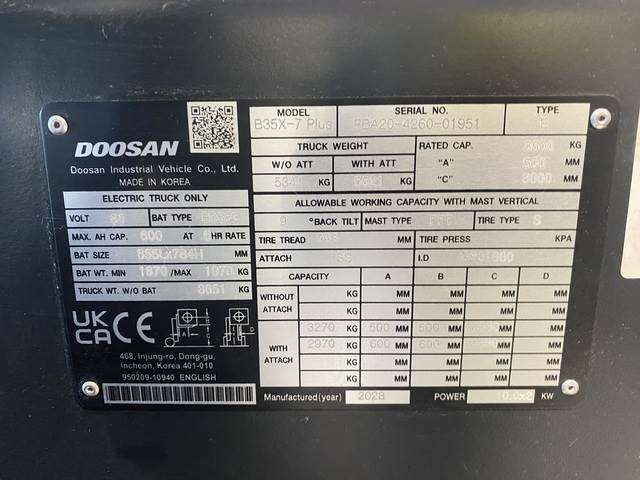 Doosan B35X-7 PLUS - Electric forklift: picture 5 Doosan B35X-7 PLUS - Electric forklift: picture 5