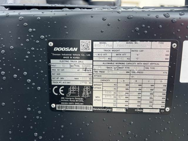 Doosan B15T-7 PLUS - Electric forklift: picture 5 Doosan B15T-7 PLUS - Electric forklift: picture 5