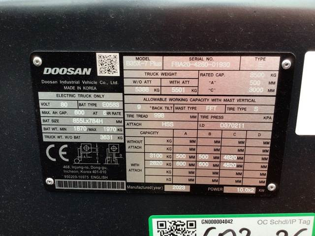 Doosan B35X-7 PLUS - Electric forklift: picture 5 Doosan B35X-7 PLUS - Electric forklift: picture 5