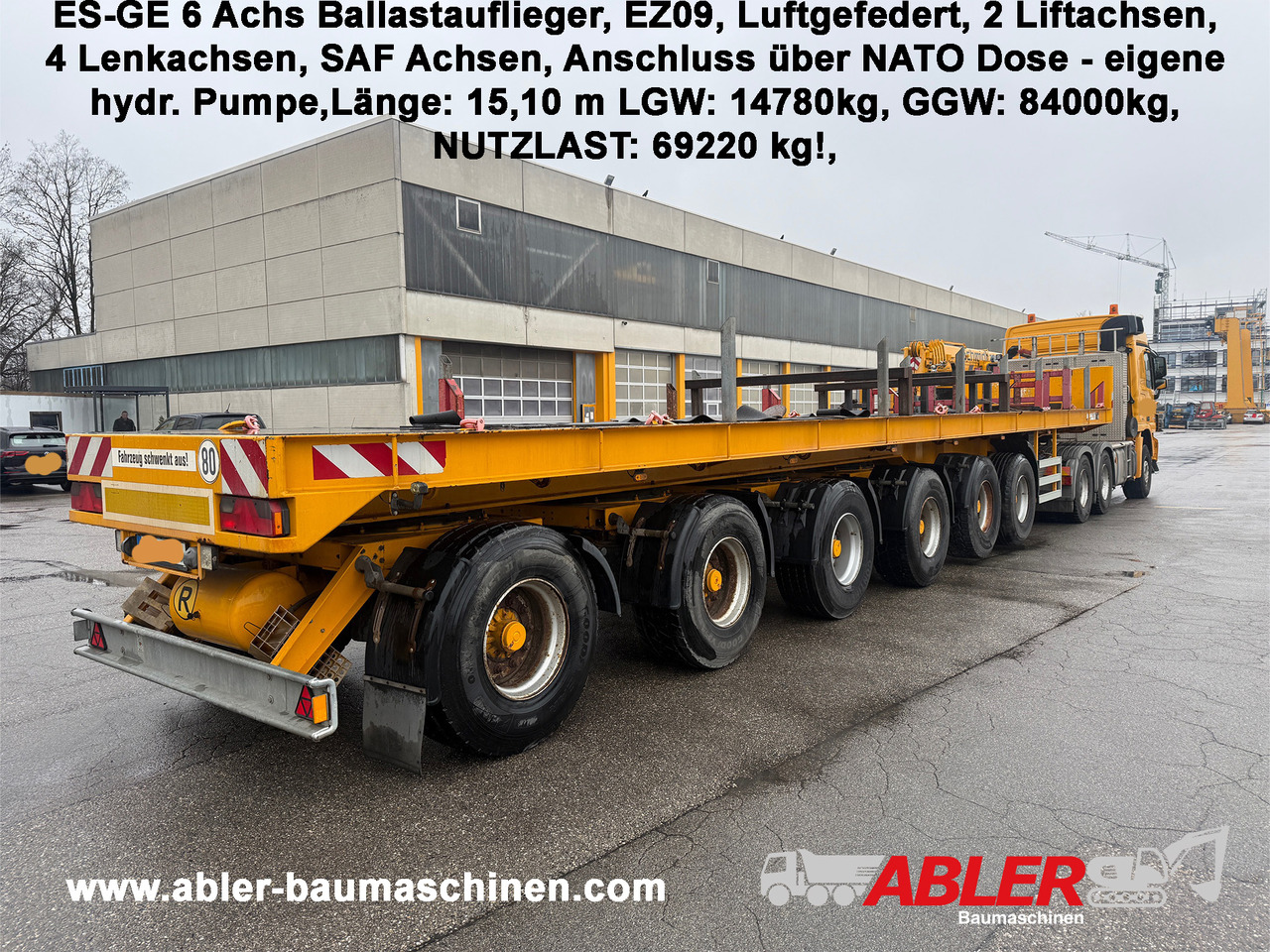 ES-GE 6 Achs Ballastauflieger 4x gelenkt 2x Lift - Dropside/ Flatbed semi-trailer: picture 1 ES-GE 6 Achs Ballastauflieger 4x gelenkt 2x Lift - Dropside/ Flatbed semi-trailer: picture 1