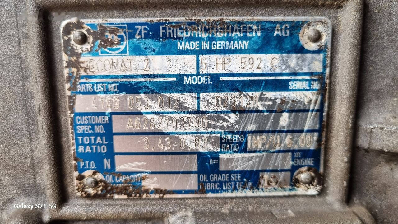 ZF ECOMAT 2 5 HP 592 C A6282703700 Mercedes-Benz - Gearbox for Bus: picture 3 ZF ECOMAT 2 5 HP 592 C A6282703700 Mercedes-Benz - Gearbox for Bus: picture 3