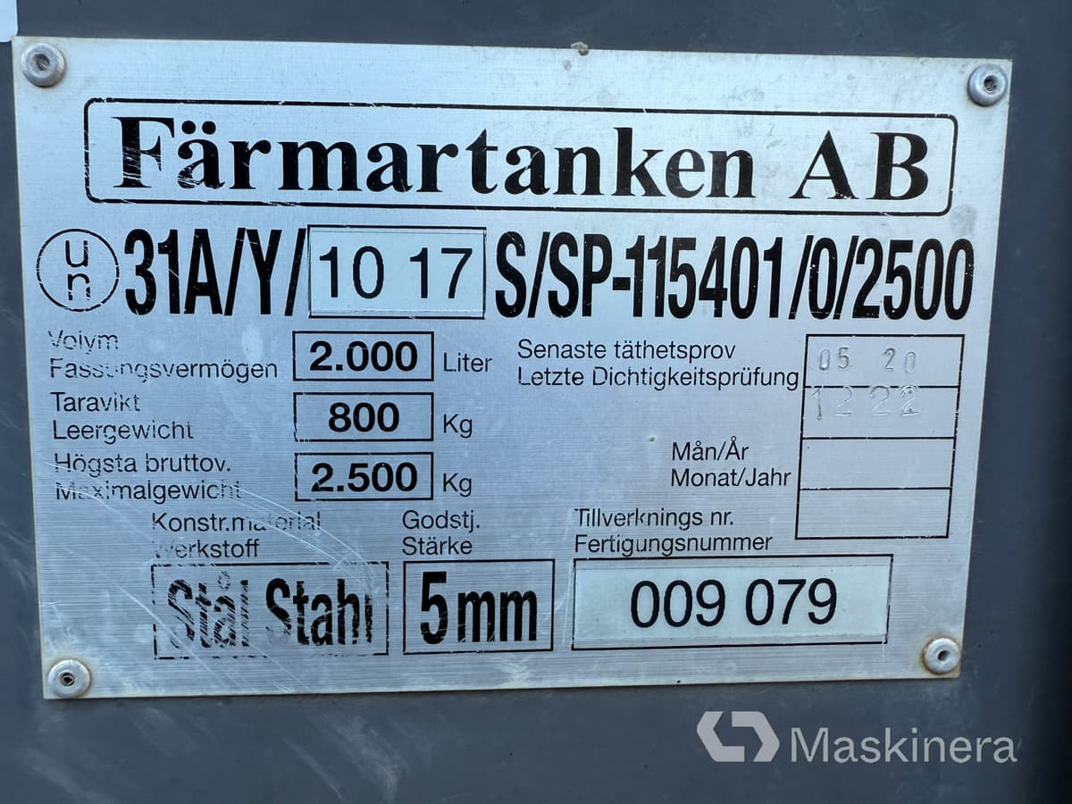 Storage tank Bränsletank Färmartanken UN 1202 2000 liter: picture 13 Storage tank Bränsletank Färmartanken UN 1202 2000 liter: picture 13