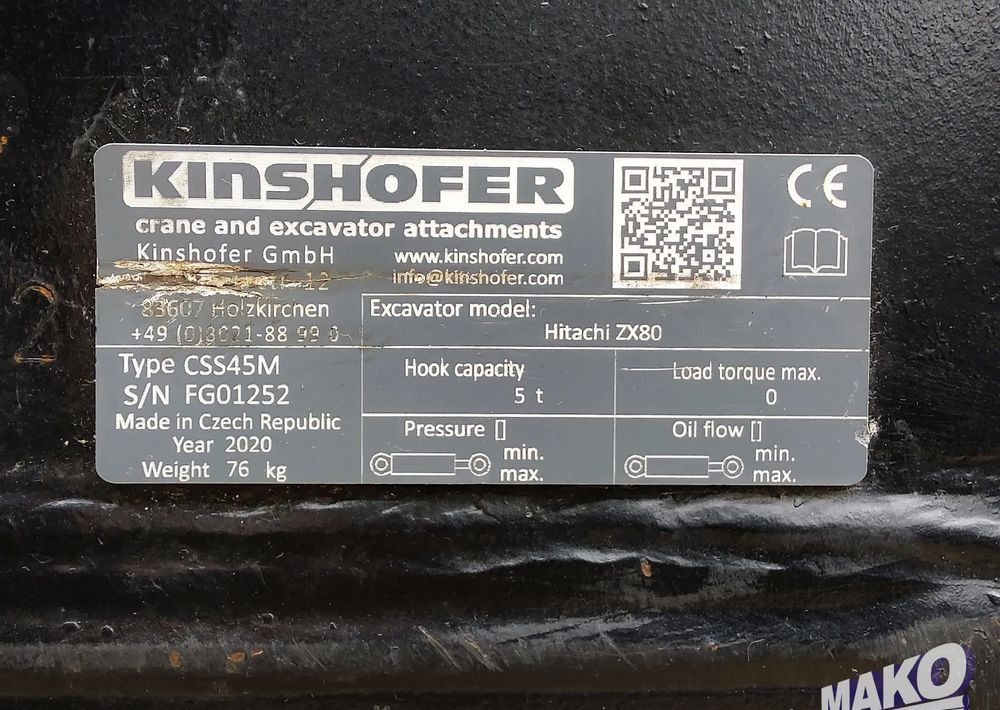 Attachment for Construction machinery Szybkozłącze mechaniczne Kinshofer S45: picture 9