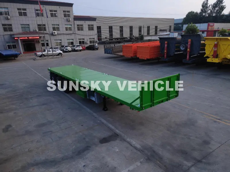 New Dropside/ Flatbed semi-trailer for transportation of bulk materials SUNSKY Flat Deck Trailer with henred type axles and suspension: picture 9