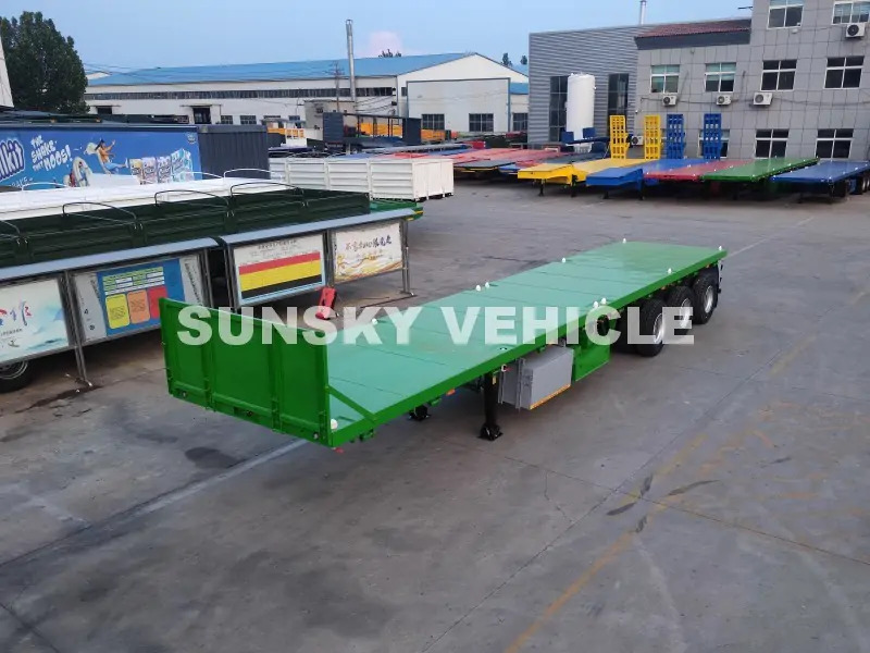New Dropside/ Flatbed semi-trailer for transportation of bulk materials SUNSKY Flat Deck Trailer with henred type axles and suspension: picture 8