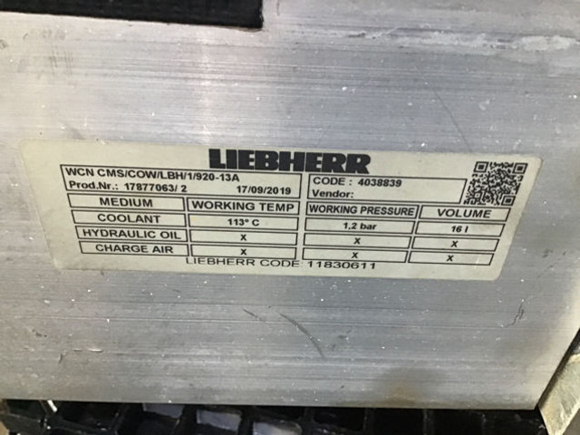 Liebherr Water Cooler - Intercooler: picture 4 Liebherr Water Cooler - Intercooler: picture 4