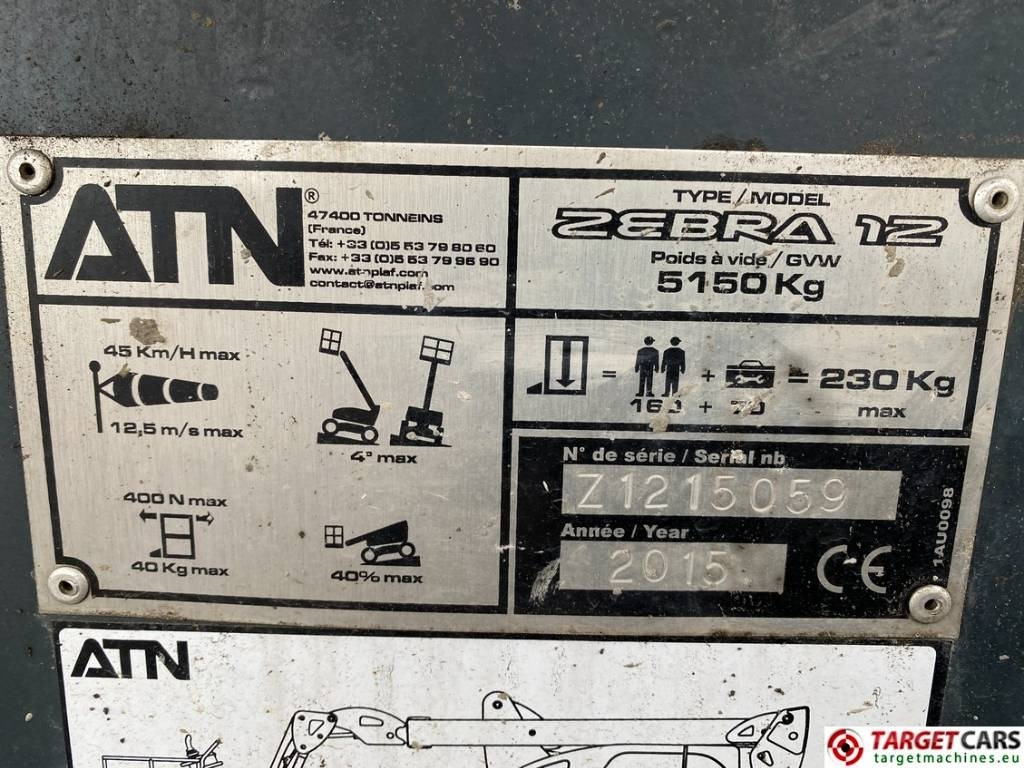 Articulated boom ATN Zebra 12 Articulated 4x4 Diesel Boom Lift 1220cm: picture 10 Articulated boom ATN Zebra 12 Articulated 4x4 Diesel Boom Lift 1220cm: picture 10