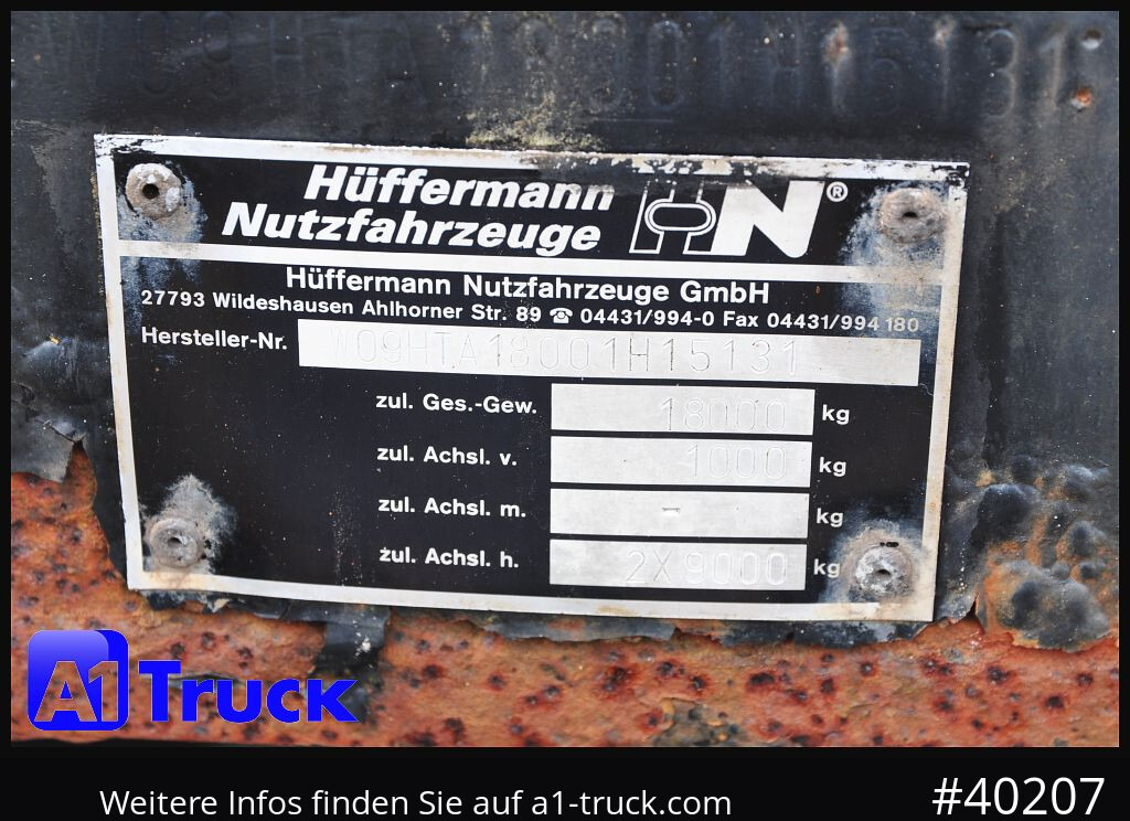 Dropside/ Flatbed trailer HUEFFERMANN HTA1800, Ballast, BPW Achsen, Luft: picture 7 Dropside/ Flatbed trailer HUEFFERMANN HTA1800, Ballast, BPW Achsen, Luft: picture 7