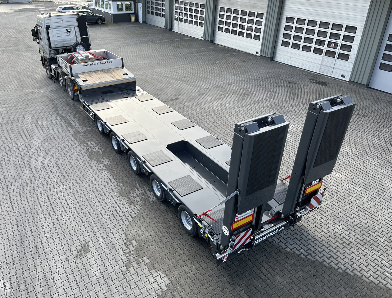 FAYMONVILLE 5-Achs-Tele-Semi mit Halbachsen "Twinaxle" und hydr. Rampen Auflieger - Low loader semi-trailer: picture 2 FAYMONVILLE 5-Achs-Tele-Semi mit Halbachsen "Twinaxle" und hydr. Rampen Auflieger - Low loader semi-trailer: picture 2