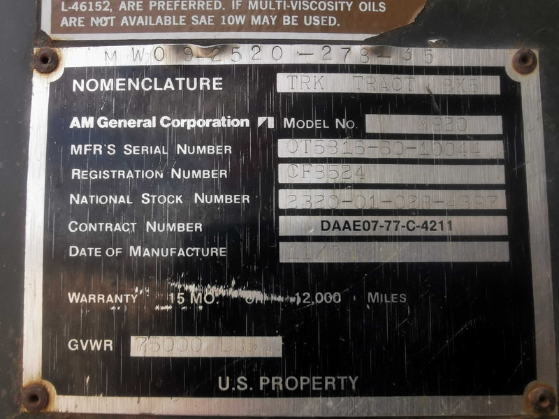 Dropside/ Flatbed truck AM General M920 truck tractor: picture 14 Dropside/ Flatbed truck AM General M920 truck tractor: picture 14