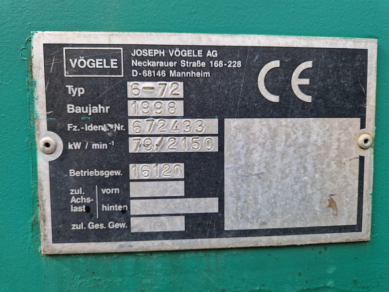 Vögele Super 1600 - Asphalt paver: picture 5 Vögele Super 1600 - Asphalt paver: picture 5